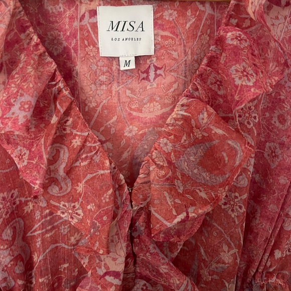 MISA Los Angeles Ruffled Maxi Dress – Red/Pink Paisley – Size M - Picture 7 of 7